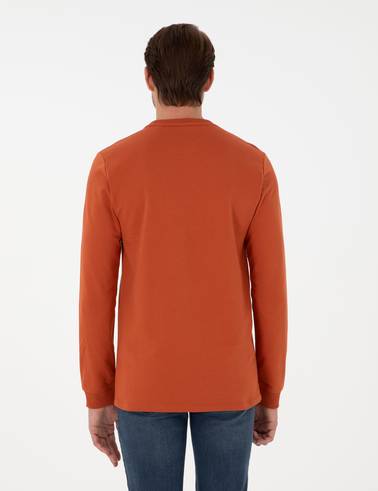 Kiremit Regular Fit Bisiklet Yaka Basic Sweatshirt