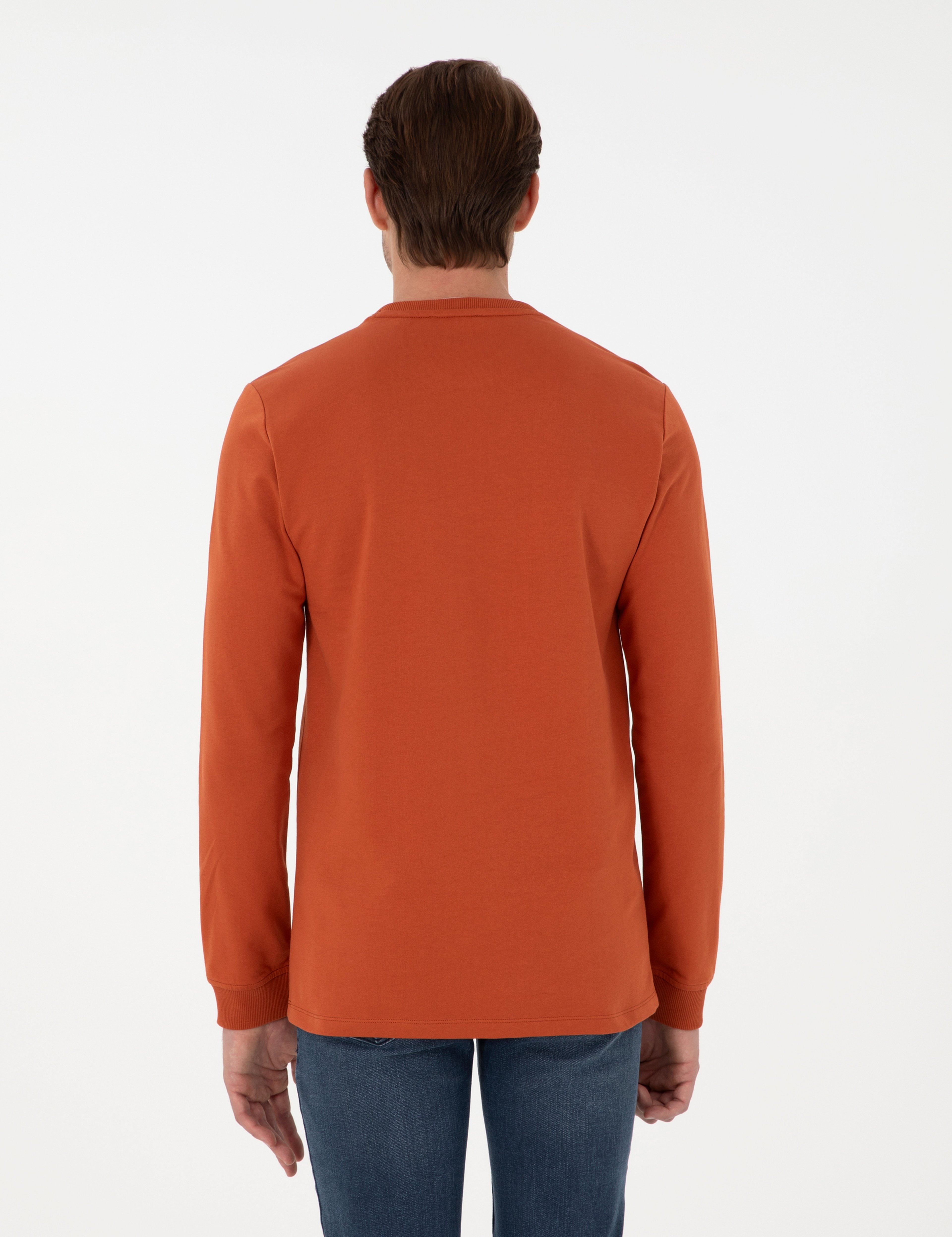 Kiremit Regular Fit Bisiklet Yaka Basic Sweatshirt - Image 5