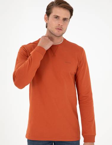 Kiremit Regular Fit Bisiklet Yaka Basic Sweatshirt