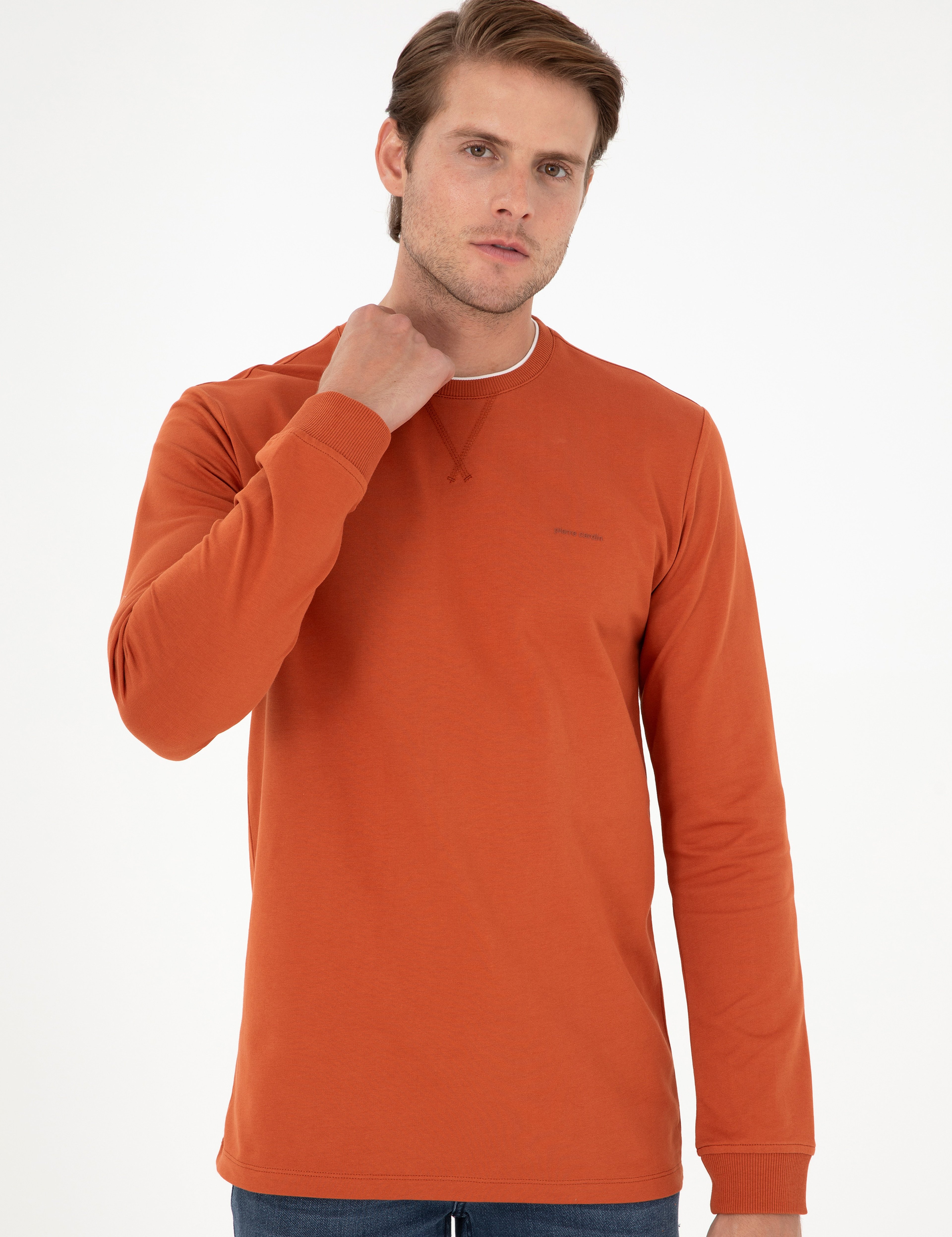 Kiremit Regular Fit Bisiklet Yaka Basic Sweatshirt - Image 3
