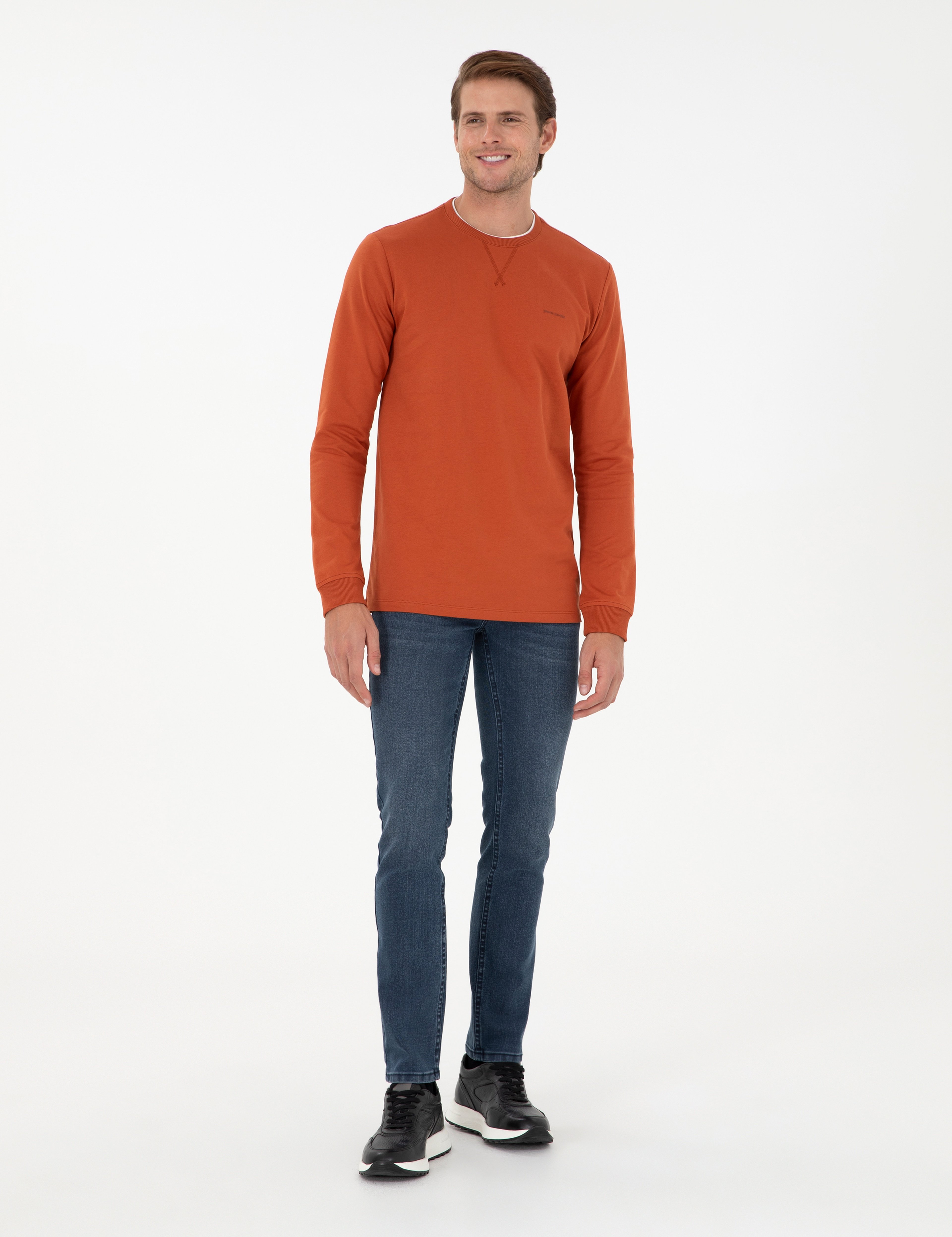 Kiremit Regular Fit Bisiklet Yaka Basic Sweatshirt - Image 4