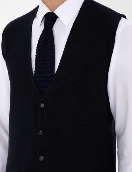 Lacivert Slim Fit V Yaka Triko Yelek - 50300522006