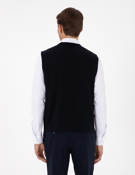 Lacivert Slim Fit V Yaka Triko Yelek - 50300522006