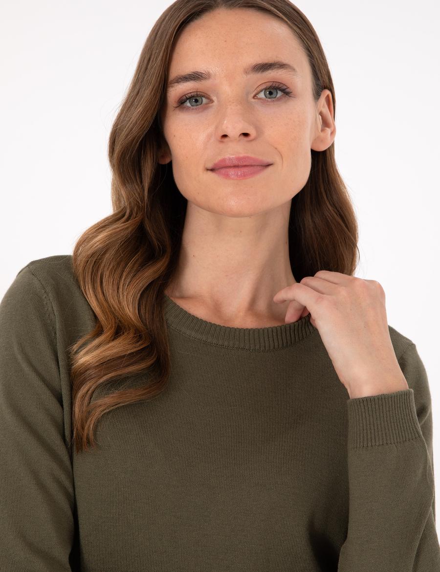 Haki Slim Fit Basic Kazak