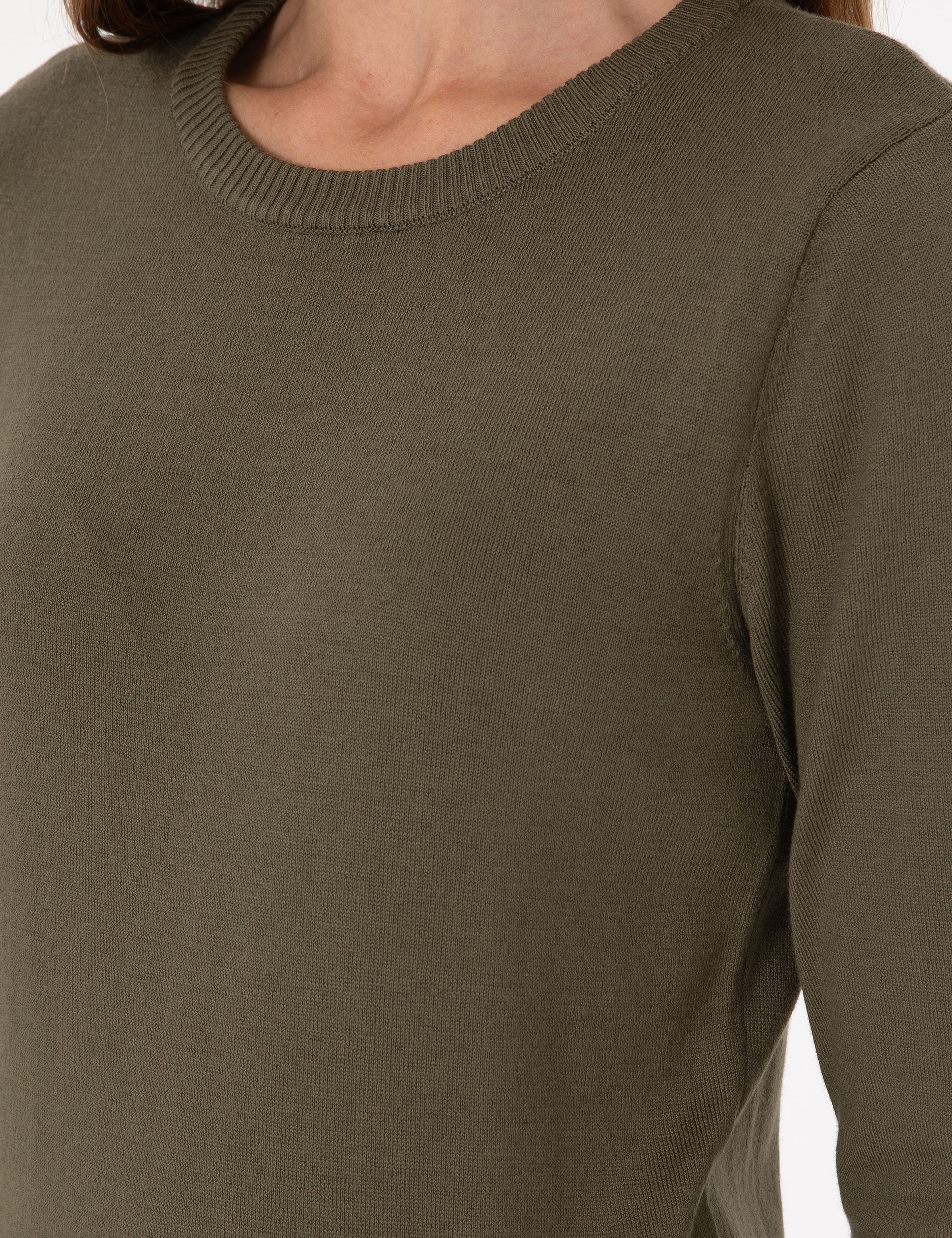 Haki Slim Fit Basic Kazak - Image 7