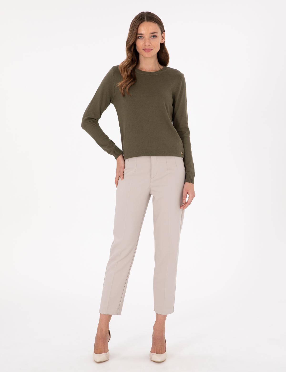 Haki Slim Fit Basic Kazak - 50300769076