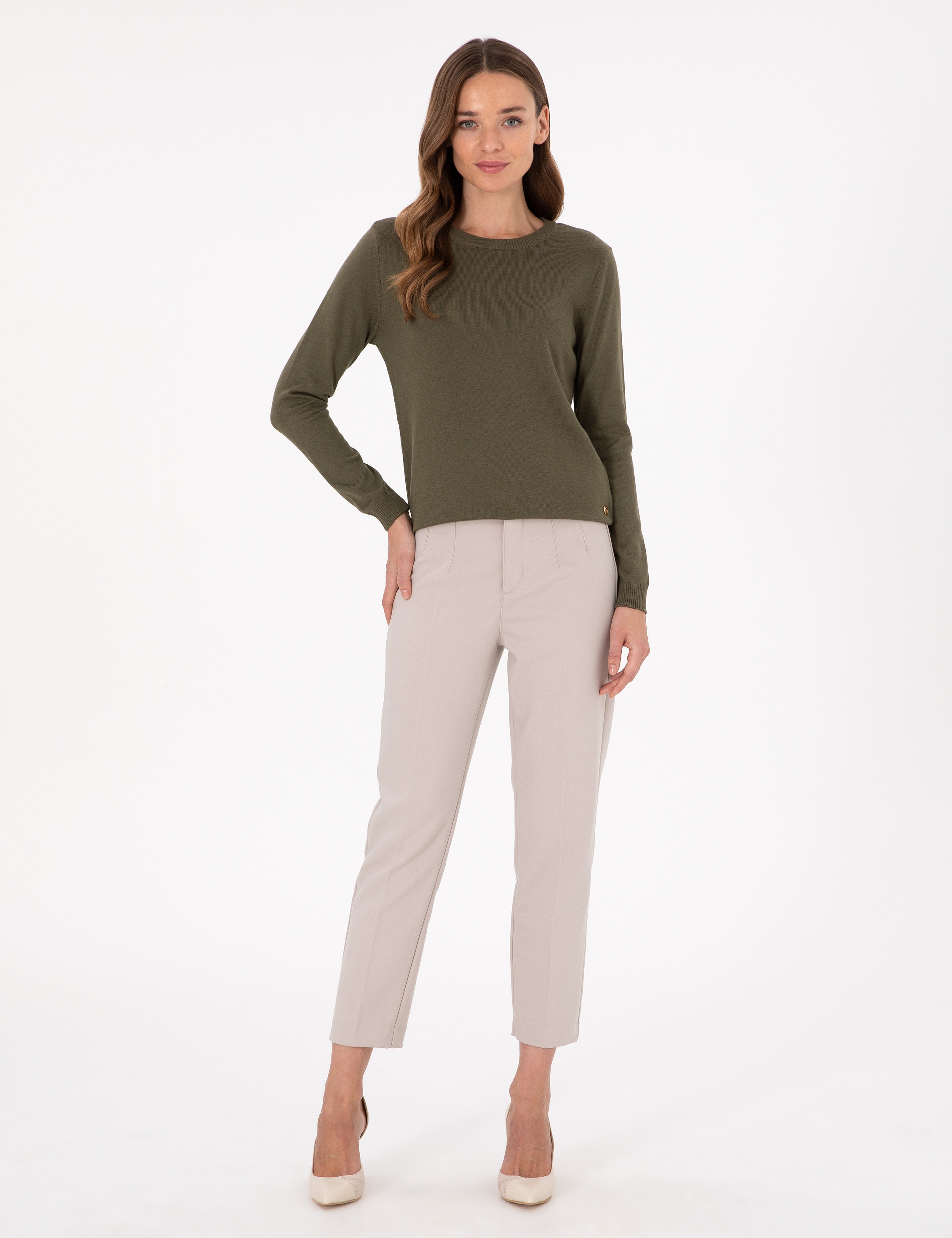Haki Slim Fit Basic Kazak