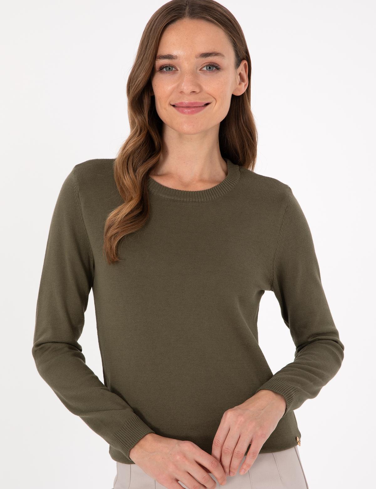 Haki Slim Fit Basic Kazak - 50300769076