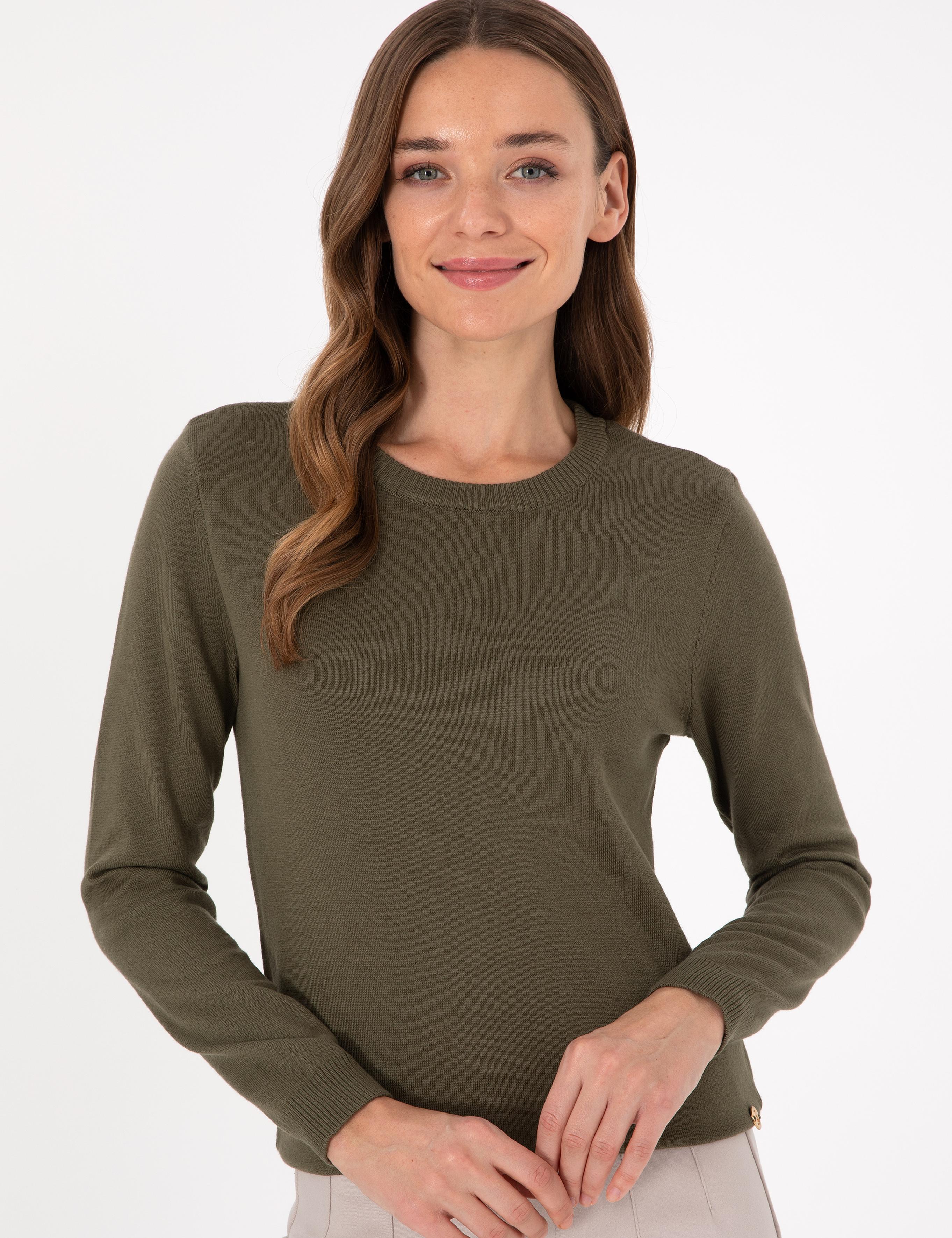 Haki Slim Fit Basic Kazak