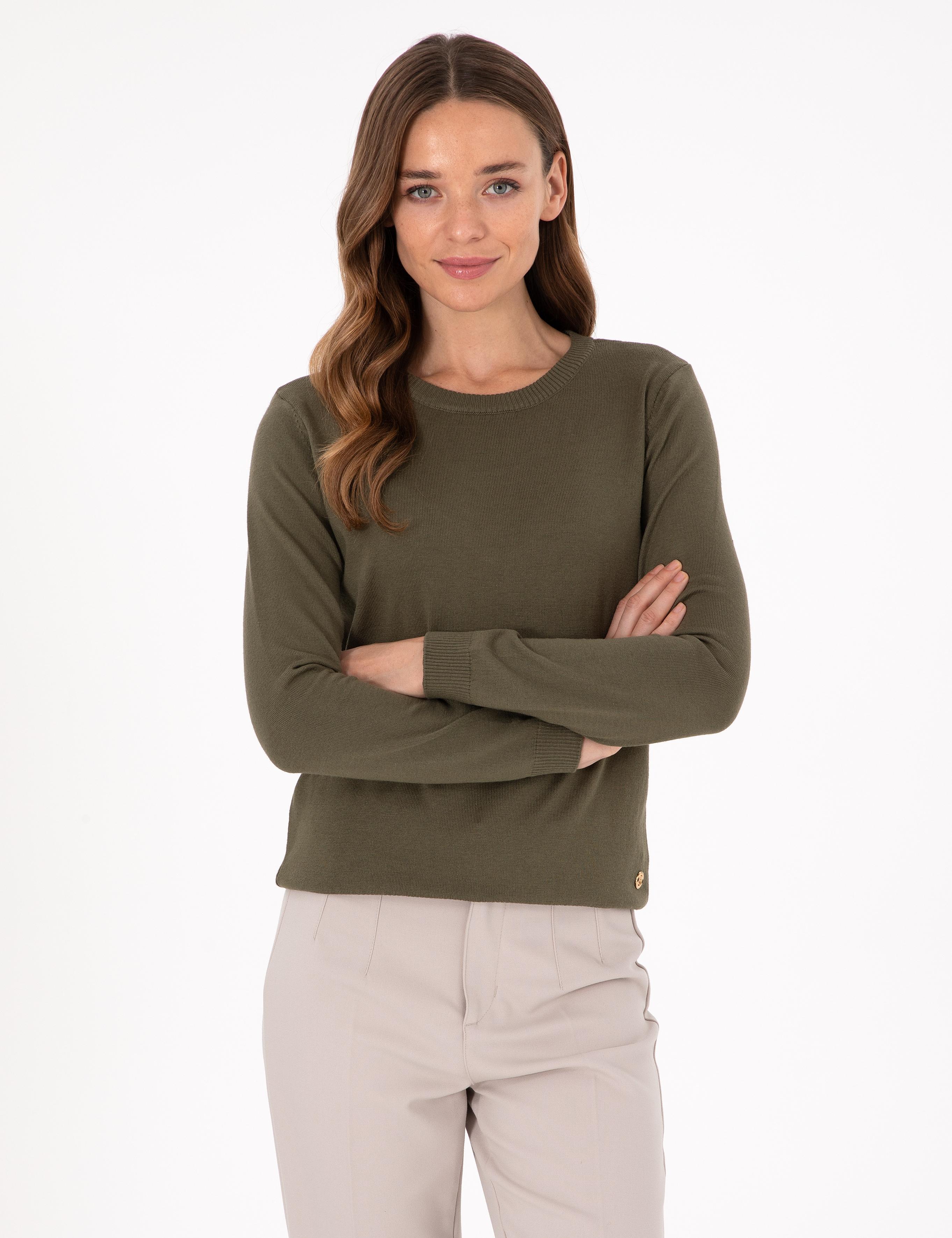 Haki Slim Fit Basic Kazak