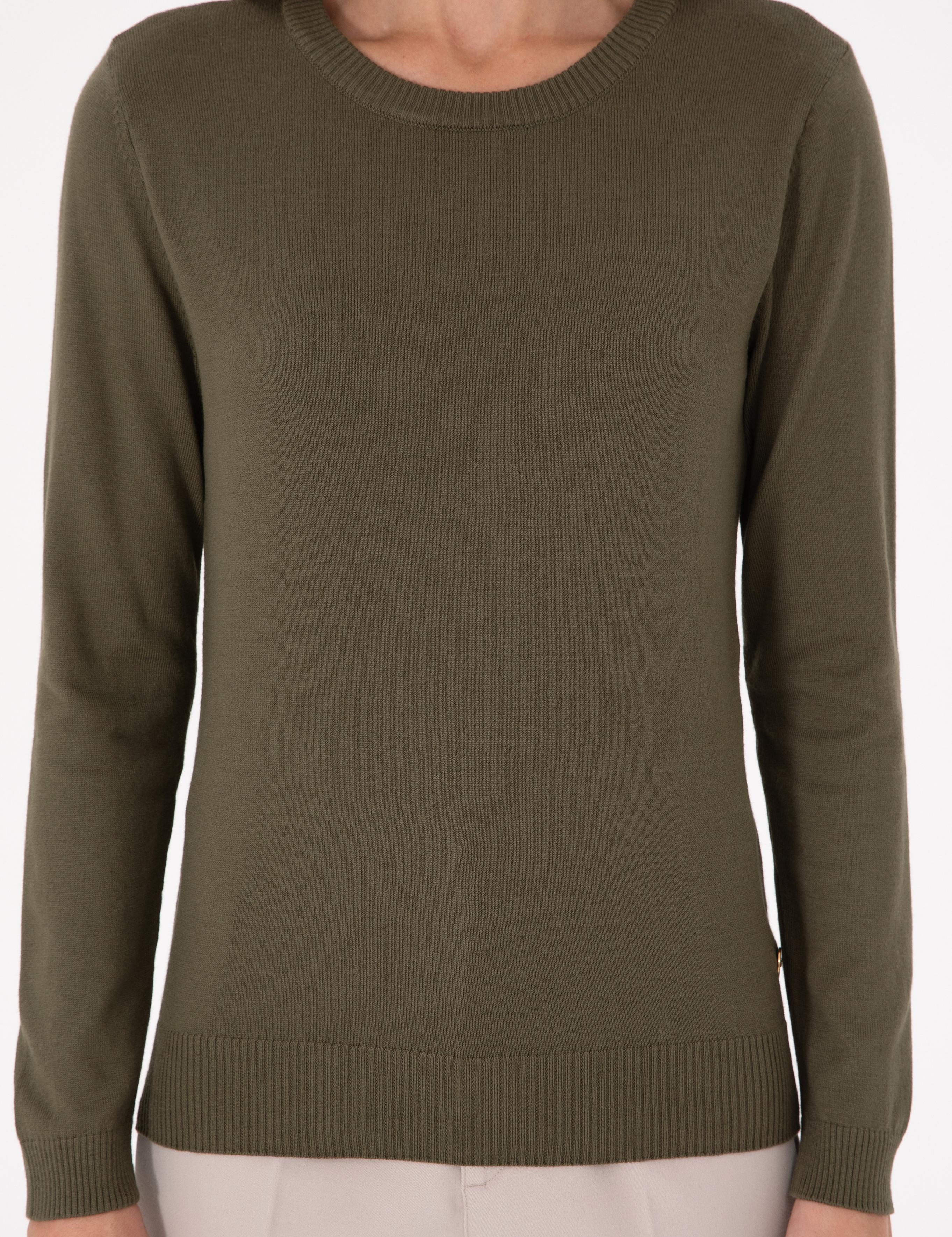 Haki Slim Fit Basic Kazak