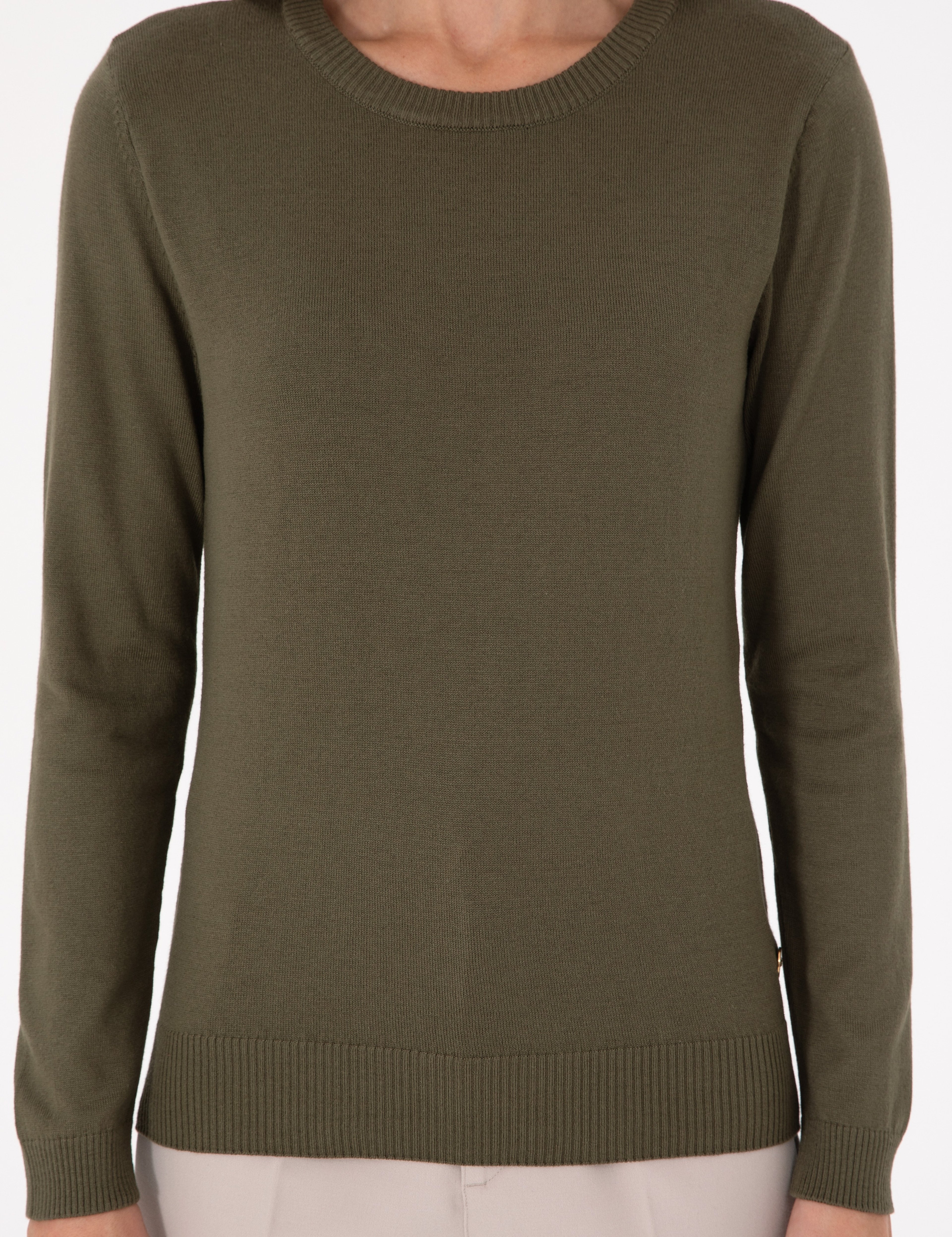 Haki Slim Fit Basic Kazak - Image 6