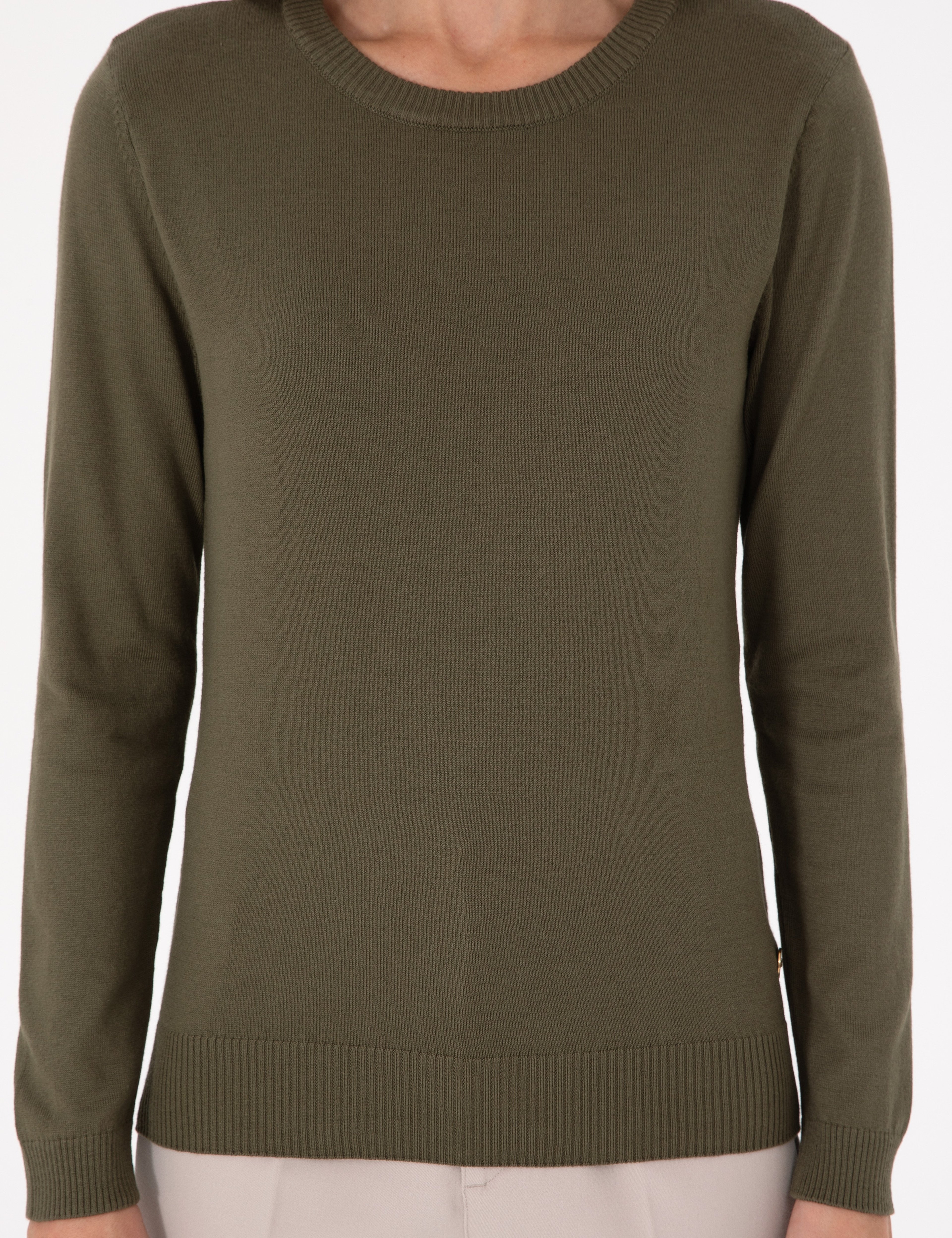 Haki Slim Fit Basic Kazak