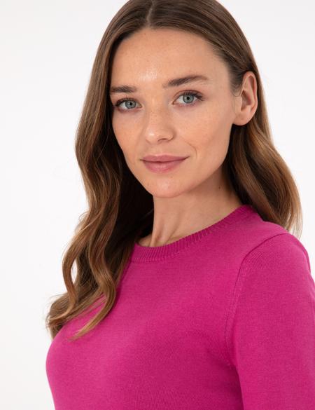 Fuşya Slim Fit Basic Kazak - 50300769068