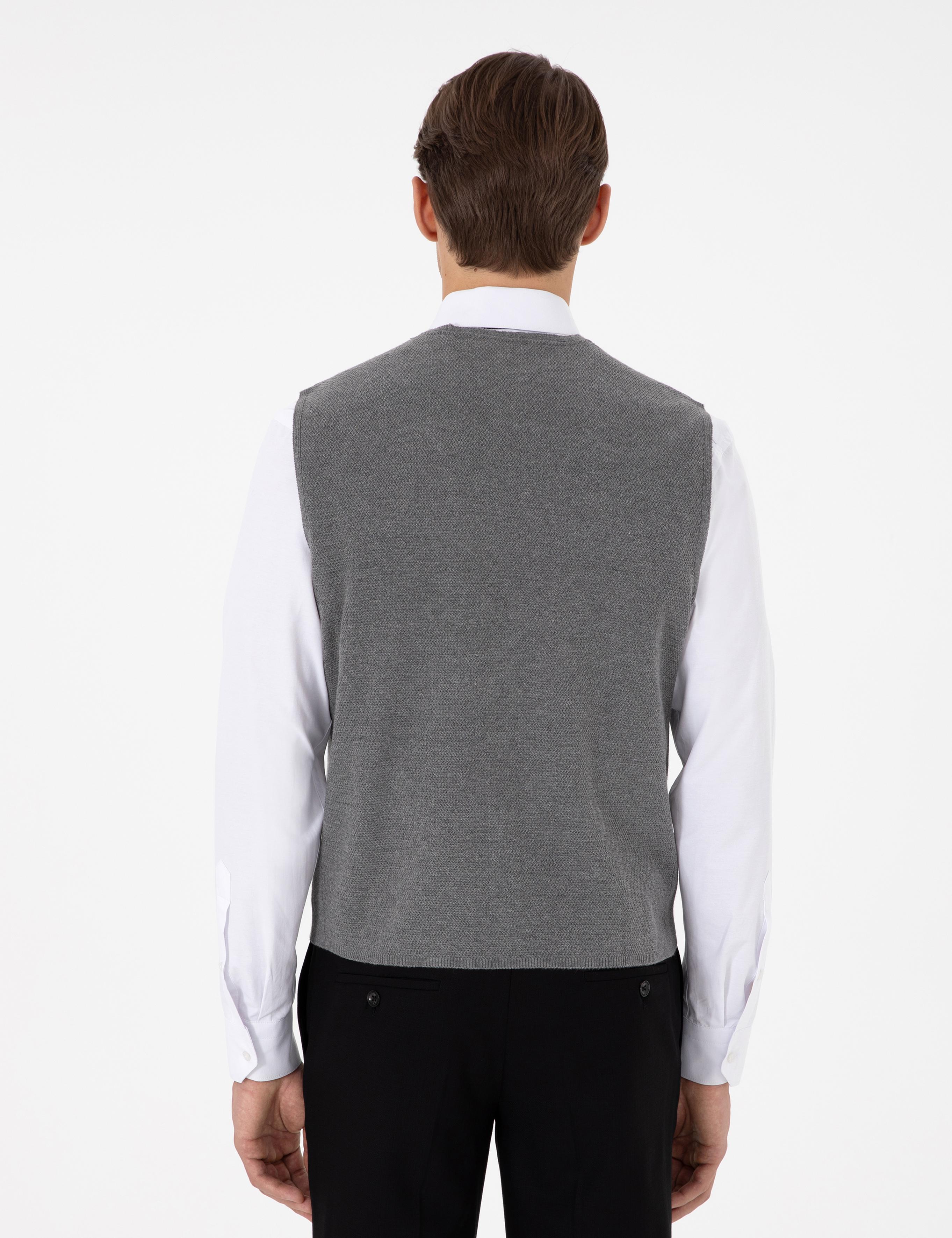 Gri Melanj Triko Yelek