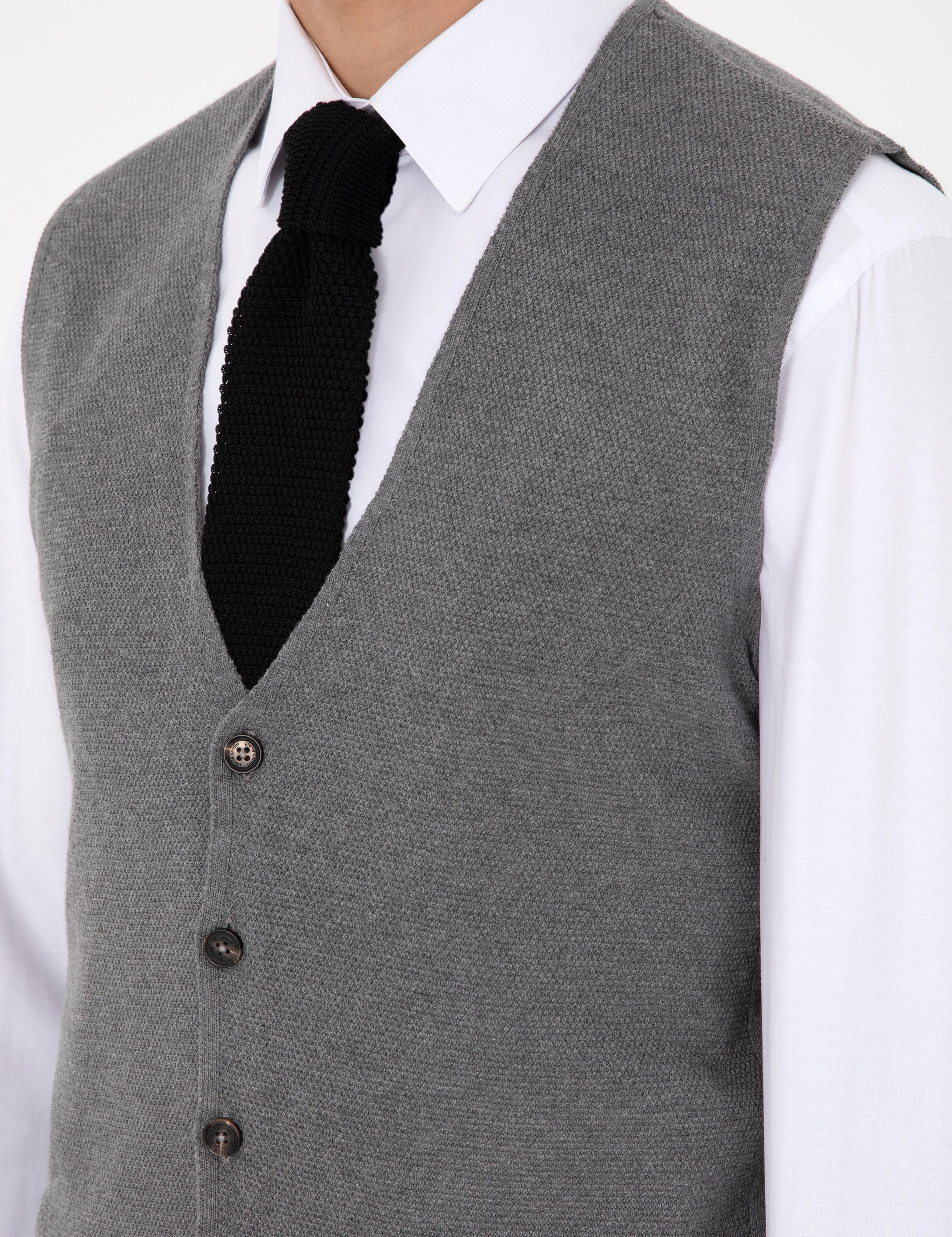 Gri Melanj Triko Yelek