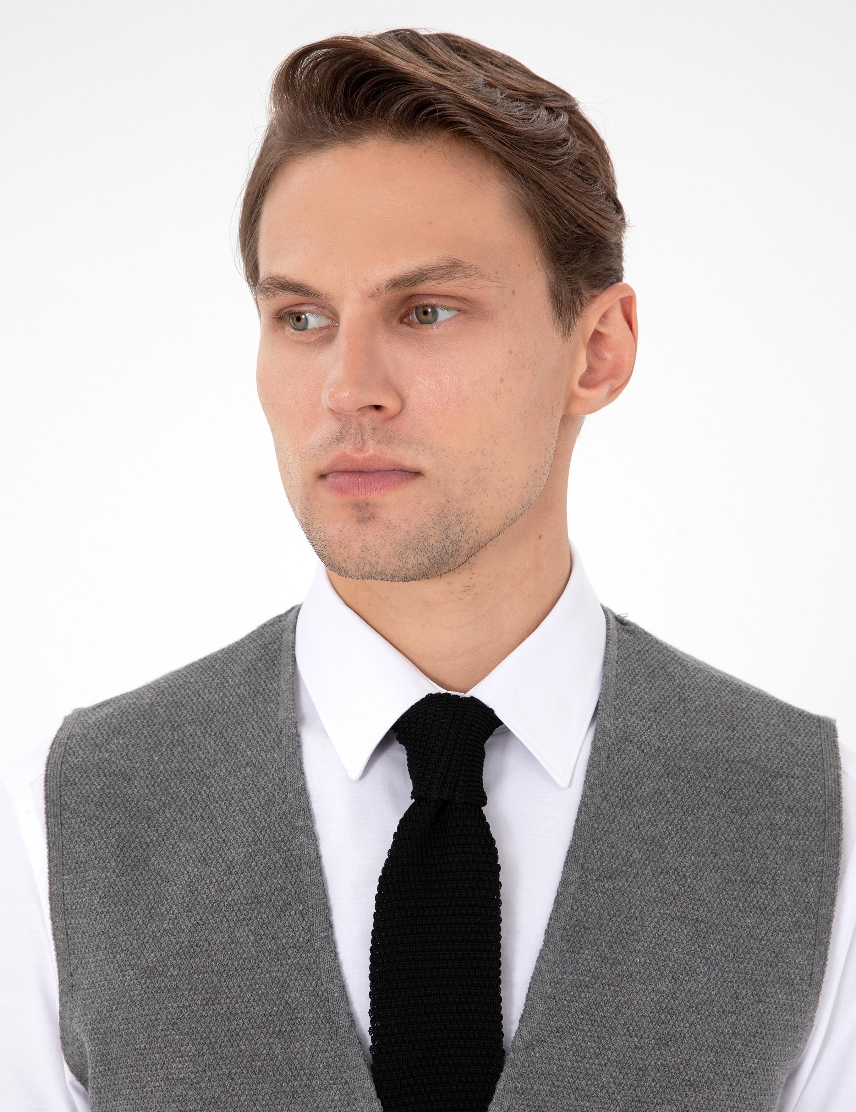 Gri Melanj Triko Yelek