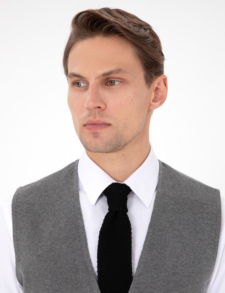 Gri Melanj Triko Yelek