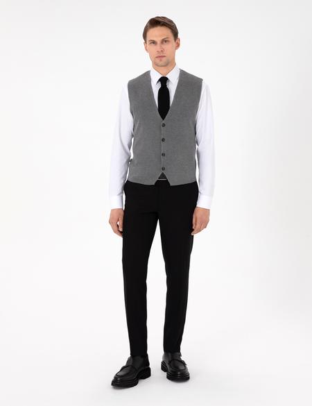 Gri Melanj Triko Yelek - 50300522028