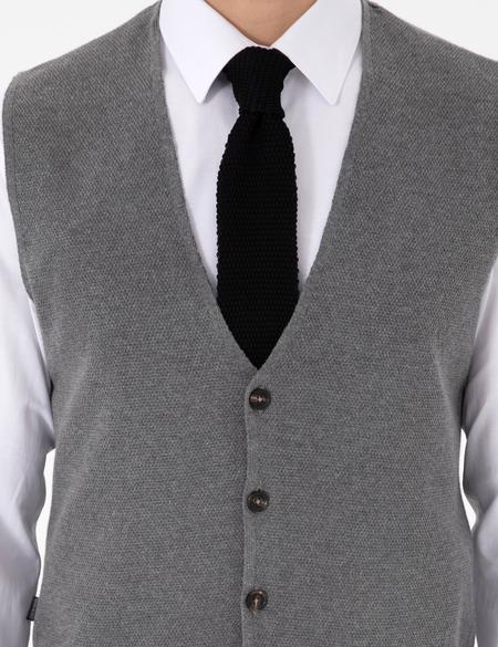 Gri Melanj Triko Yelek - 50300522028