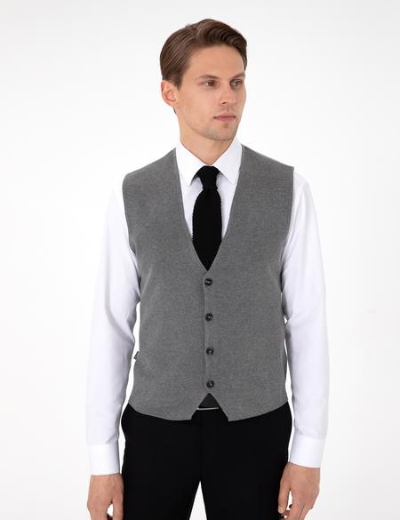 Gri Melanj Triko Yelek - 50300522028