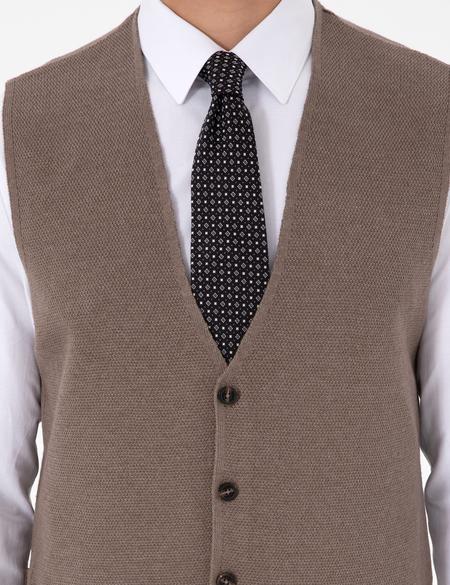 Vizon Melanj Slim Fit V Yaka Triko Yelek - 50300522037