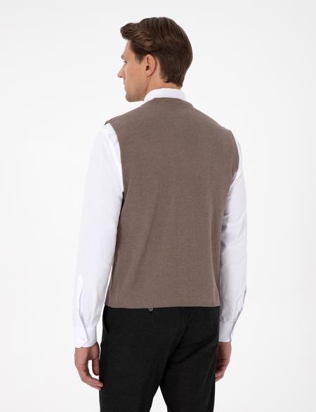 Vizon Melanj Slim Fit V Yaka Triko Yelek - 50300522037