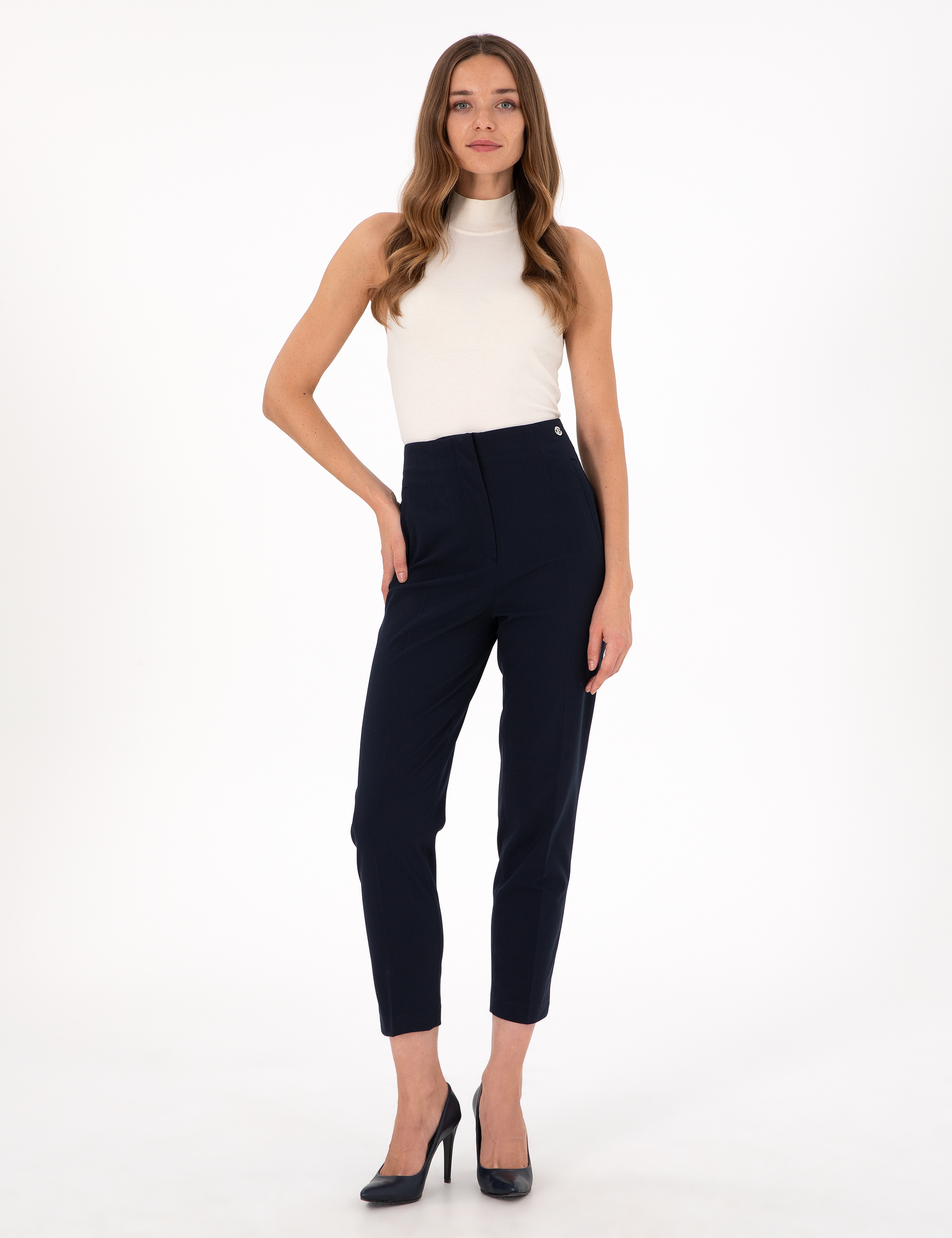 Lacivert Carrot Fit Kumaş Pantolon - Image 3