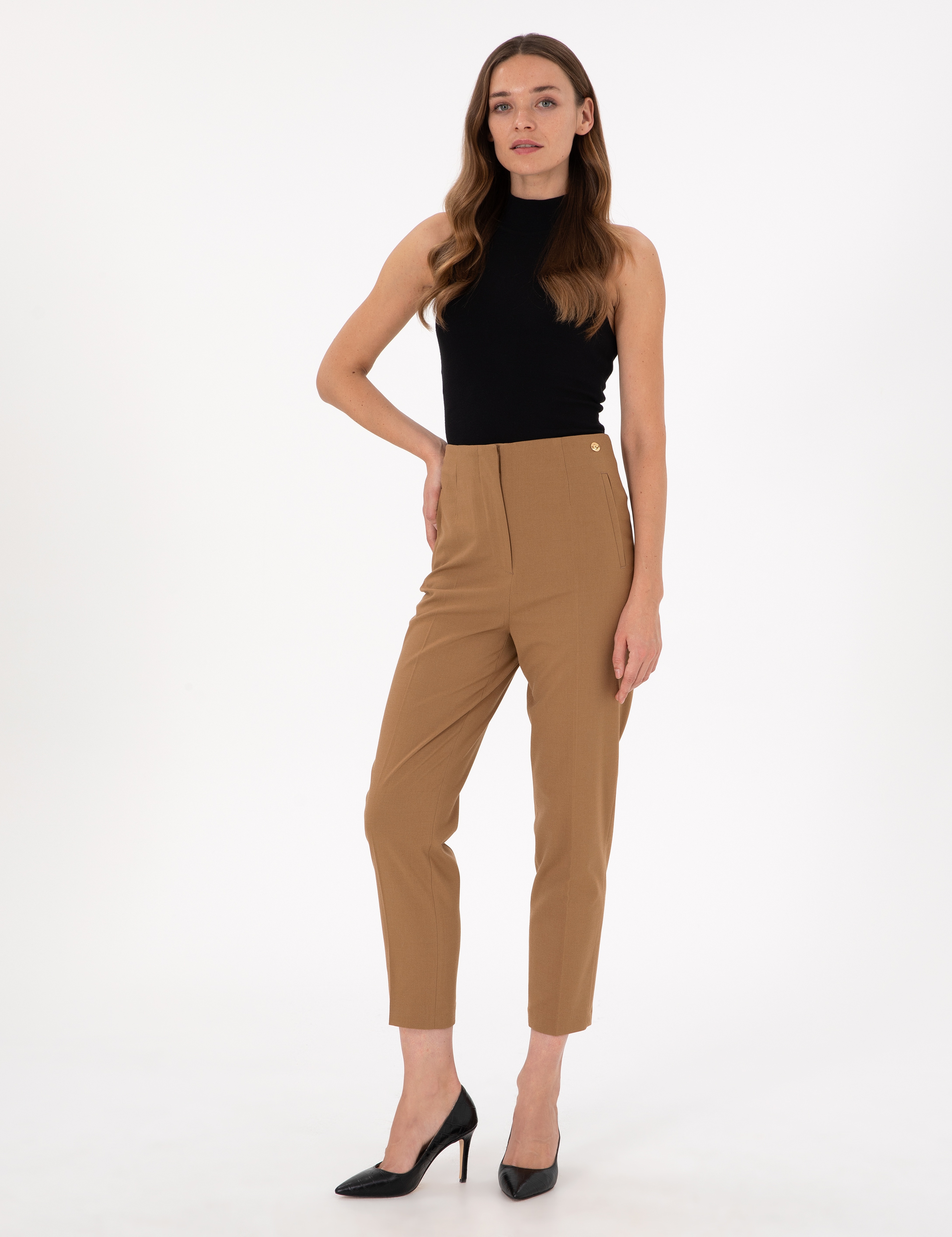 Bej Carrot Fit Kumaş Pantolon - Image 3