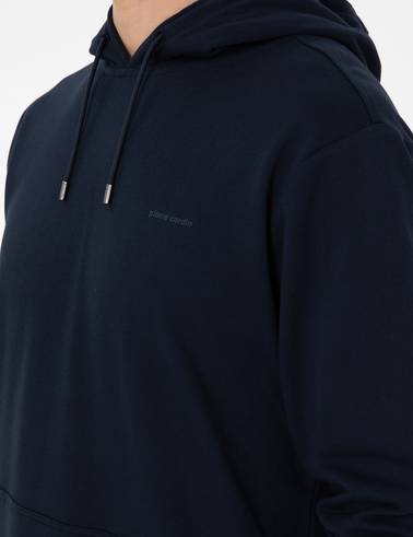 Lacivert Regular Fit Kapüşonlu İçi Polarlı Sweatshirt