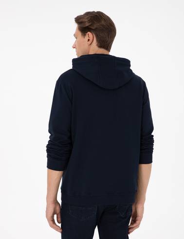 Lacivert Regular Fit Kapüşonlu İçi Polarlı Sweatshirt