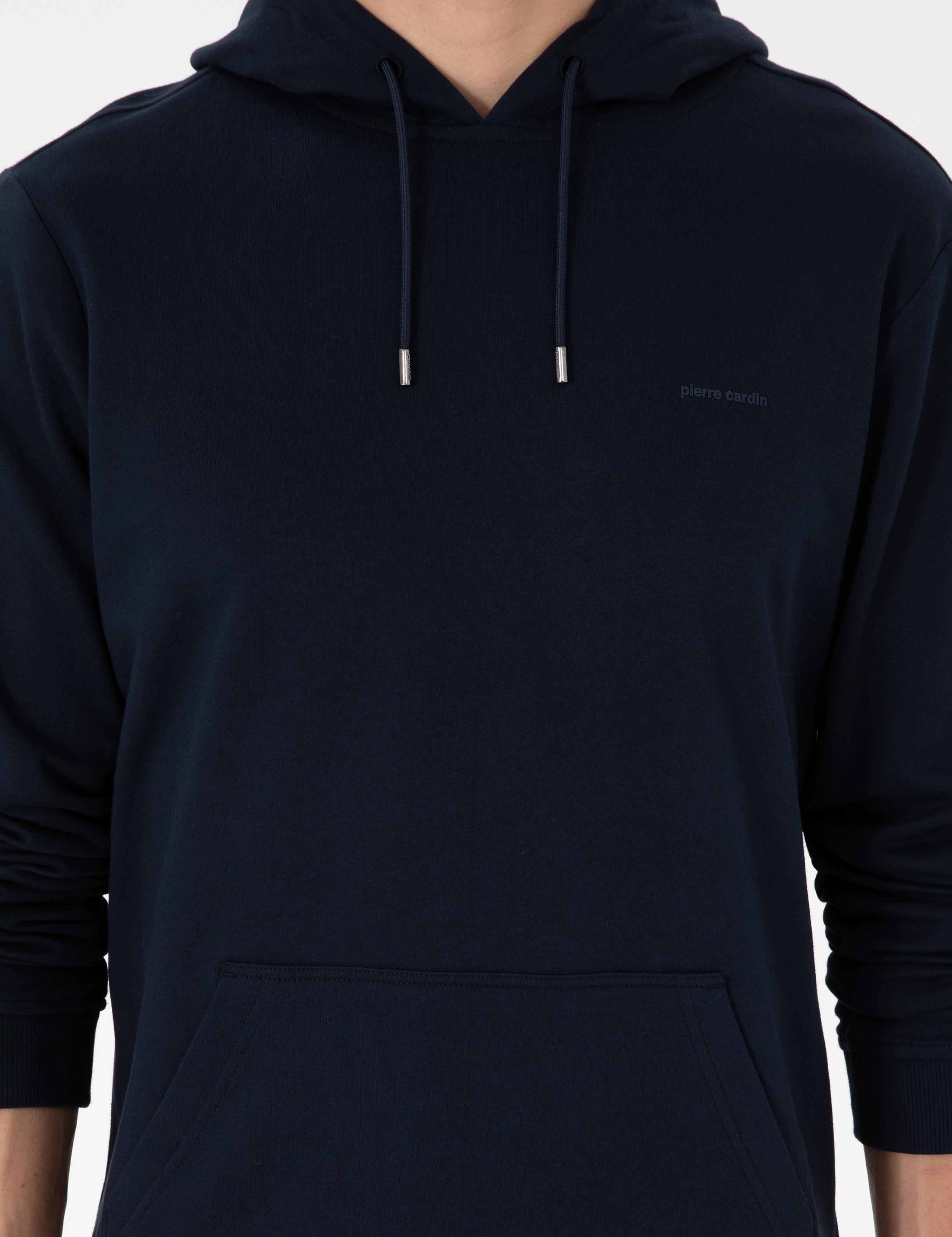 Lacivert Regular Fit Kapüşonlu İçi Polarlı Sweatshirt