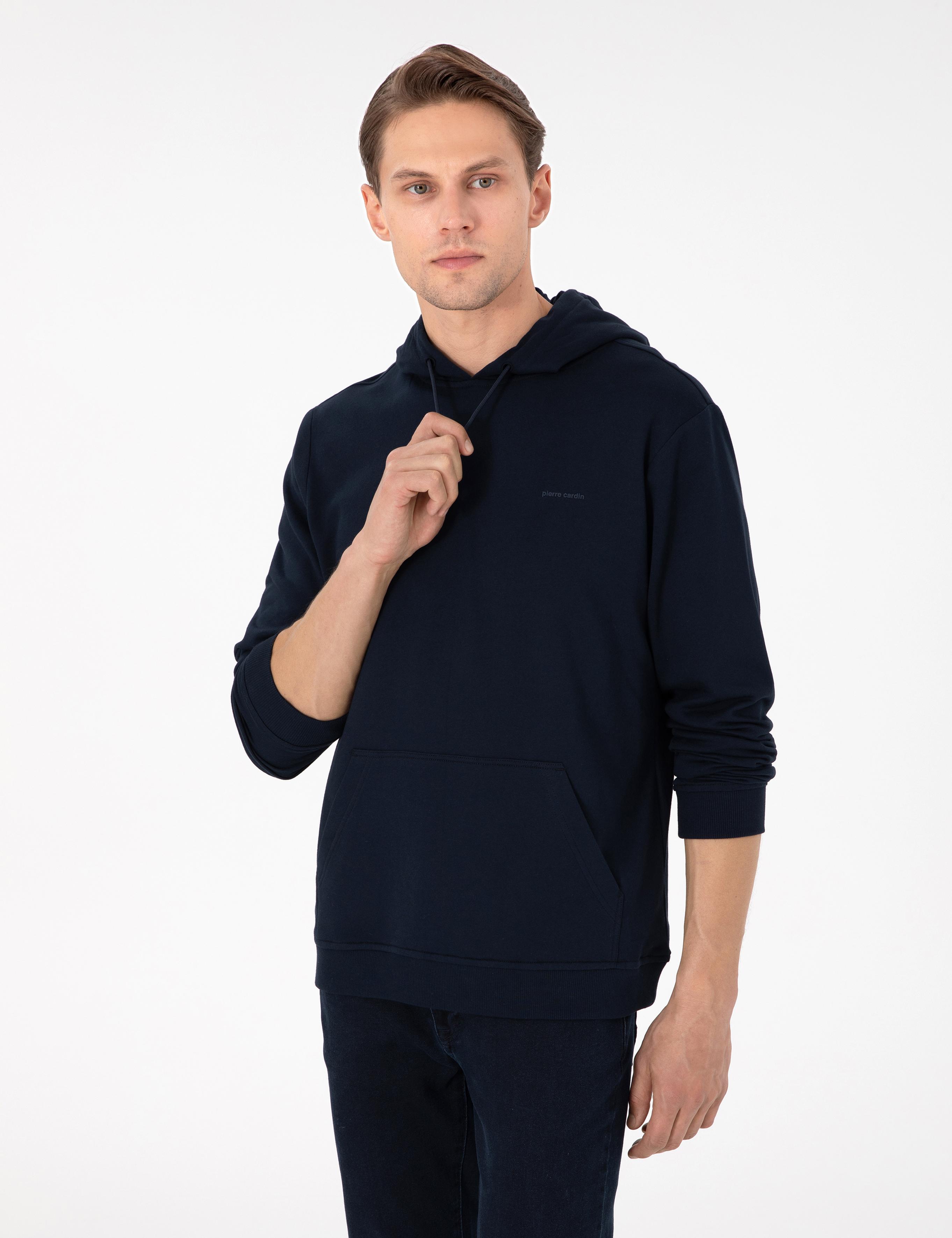 Lacivert Regular Fit Kapüşonlu İçi Polarlı Sweatshirt