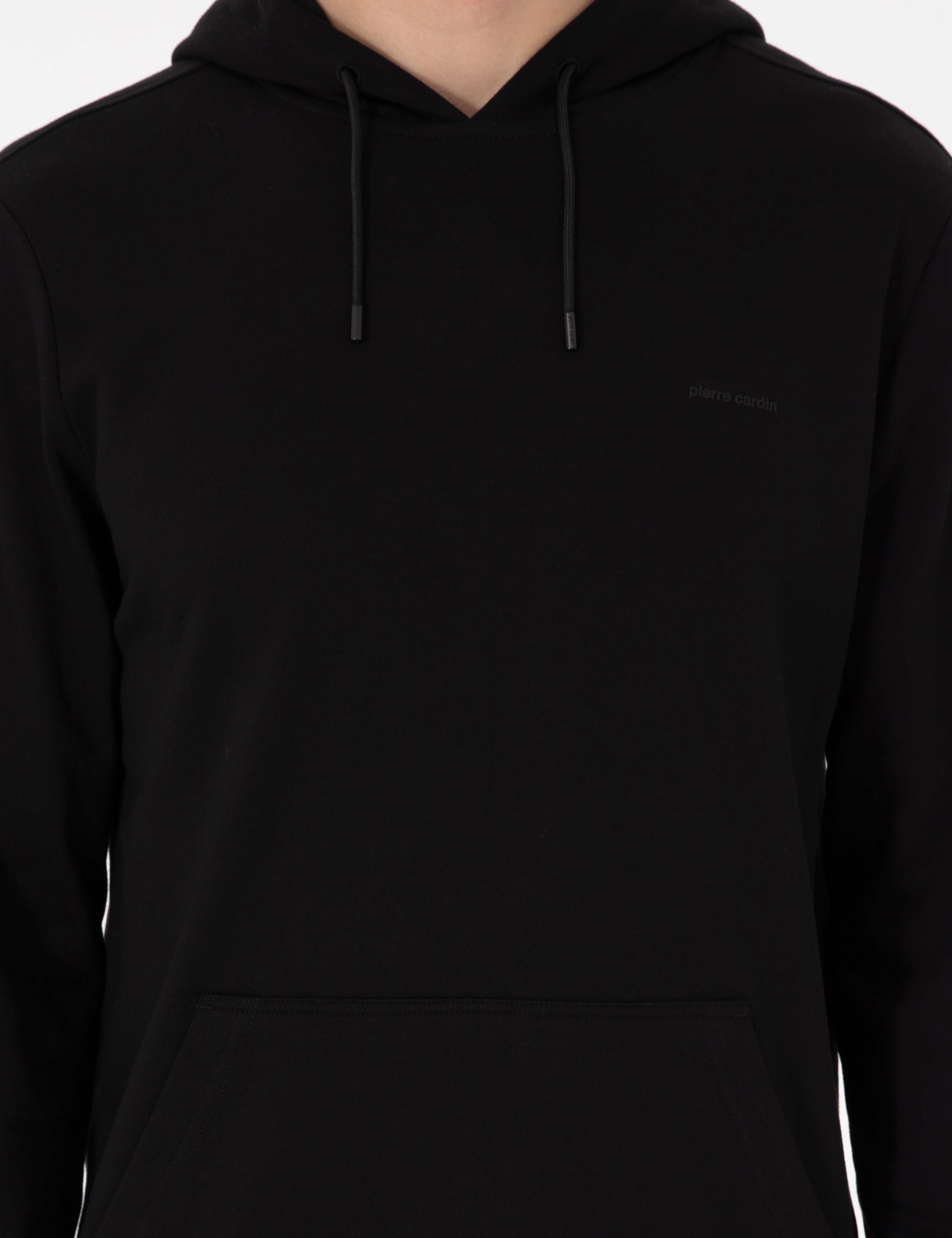 Siyah Regular Fit Kapüşonlu Sweatshirt