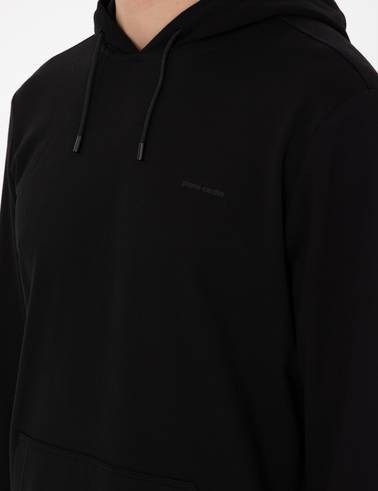 Siyah Regular Fit Kapüşonlu Sweatshirt