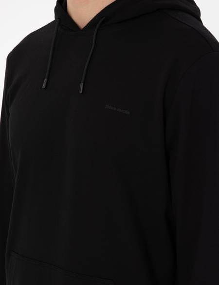 Siyah Regular Fit Kapüşonlu İçi Polarlı Sweatshirt - 50298987017