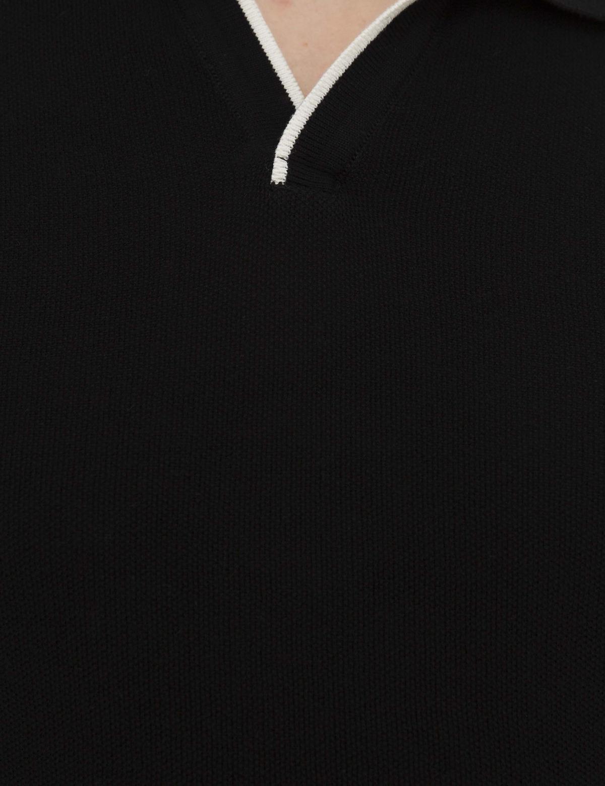 Siyah Slim Fit Polo Yaka Triko Kazak - 50222958032
