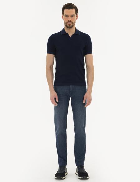 Lacivert Slim Fit Polo Yaka Triko Tişört - 50222958021