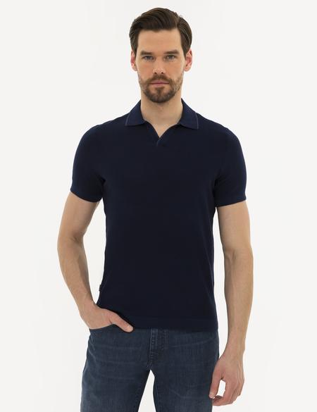 Lacivert Slim Fit Polo Yaka Triko Tişört - 50222958021