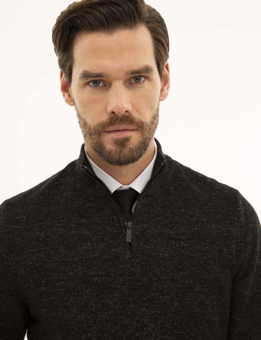 Siyah Slim Fit Kazak