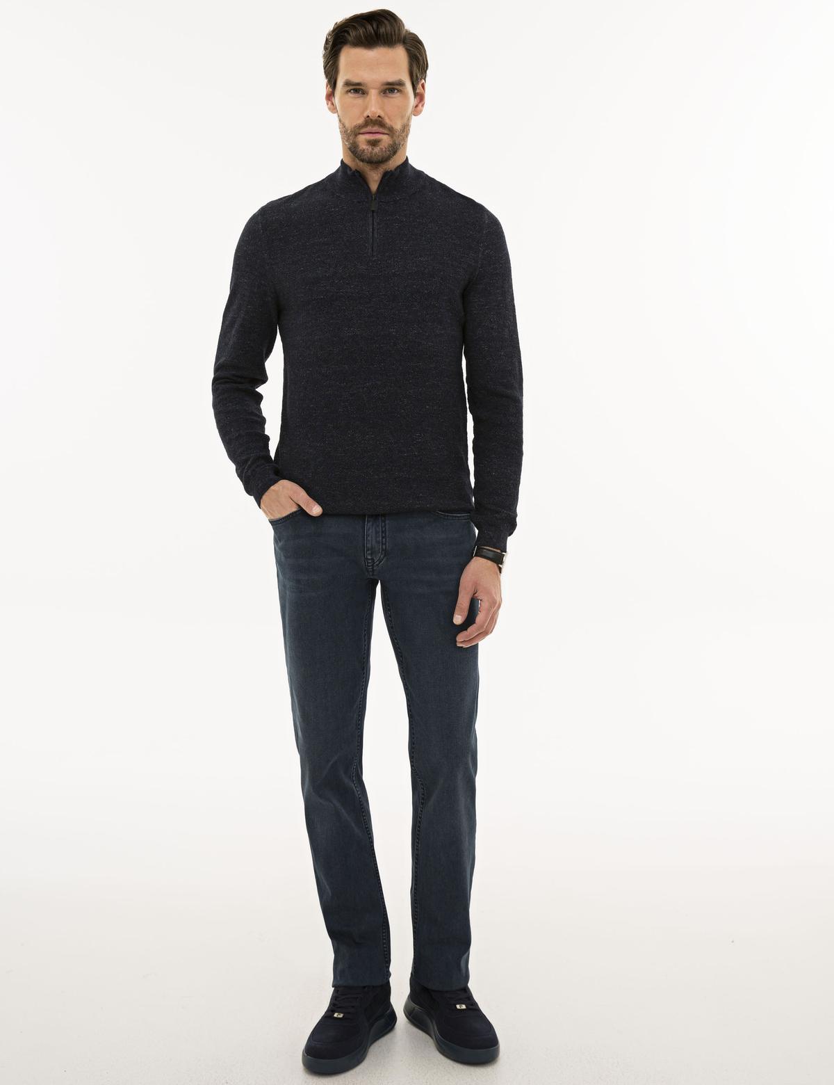 Lacivert Slim Fit Triko Kazak - 50228389009