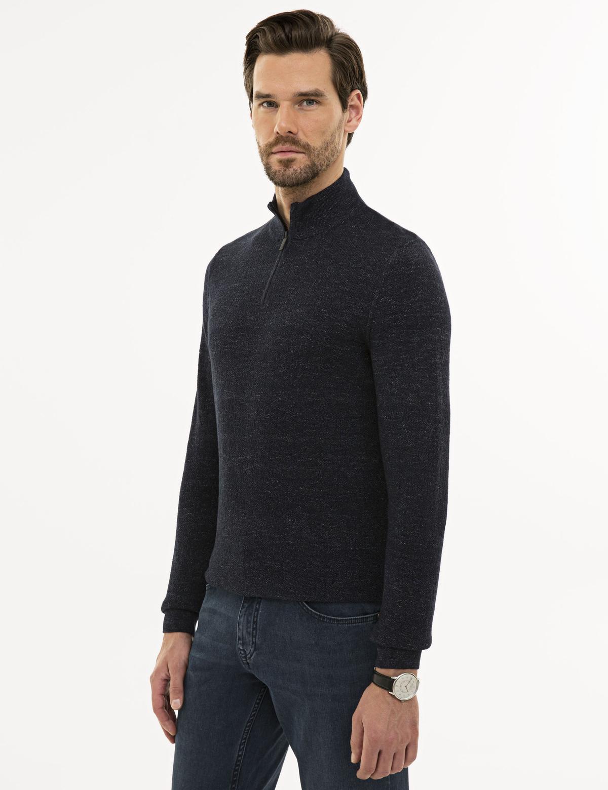 Lacivert Slim Fit Triko Kazak - 50228389009