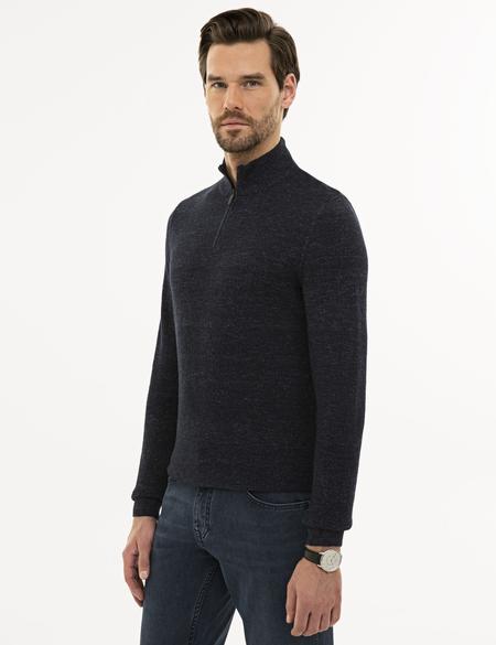 Lacivert Slim Fit Triko Kazak - 50228389009