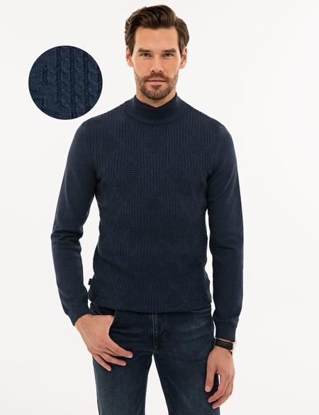 Lacivert Melanj Slim Fit Kazak - 50230090003