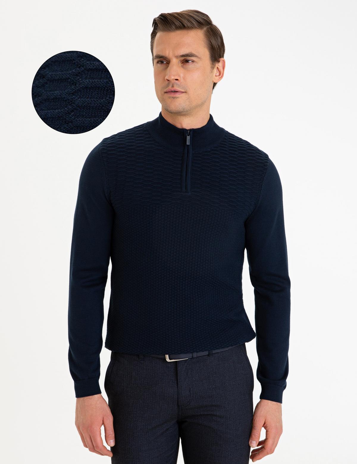 Lacivert Slim Fit Kazak