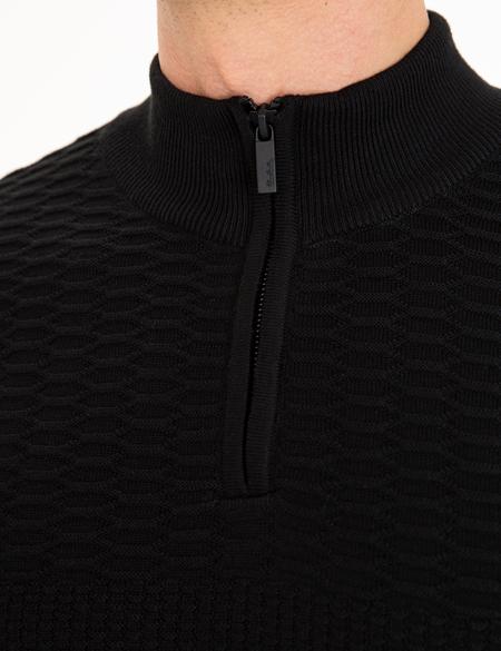 Siyah Slim Fit Kazak - 50227831067