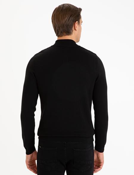 Siyah Slim Fit Kazak - 50227831067