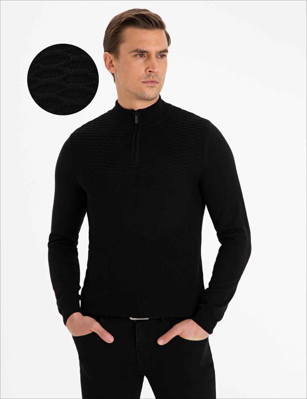 Siyah Slim Fit Kazak