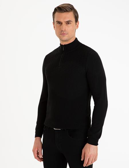 Siyah Slim Fit Kazak - 50227831067