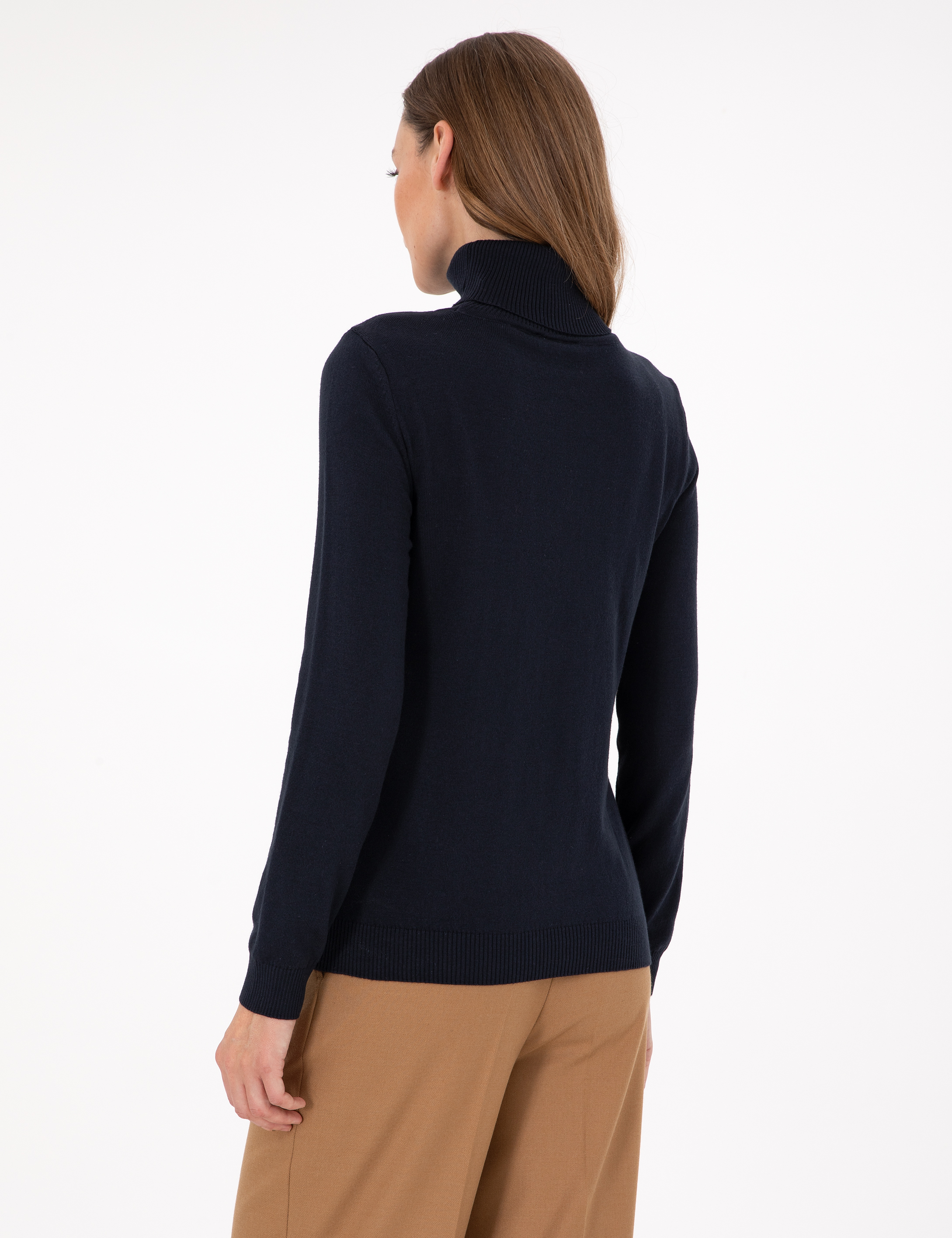 Lacivert Slim Fit Balıkçı Yaka Basic Kazak